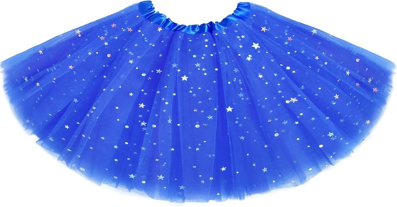 Lainlight Store Tutu for Girls Stars Sequins Princess Ballet Dress Tulle Skirt for Girls 4-12 Years 3 Layered - Image 1